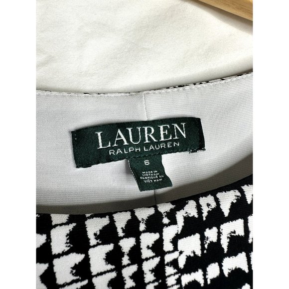 Lauren Ralph Lauren Half‎ Sleeve Knee Length Dress sz 6 Black/White - Picture 4 of 6